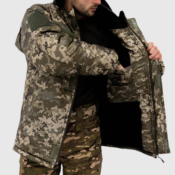 Зимова куртка бушлат Grifon на флісі Піксель плащівка 01224009 фото