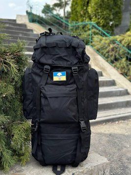Рюкзак Чорний тактичний Каркасний 80л Black Алюмінієва рама 00857 фото