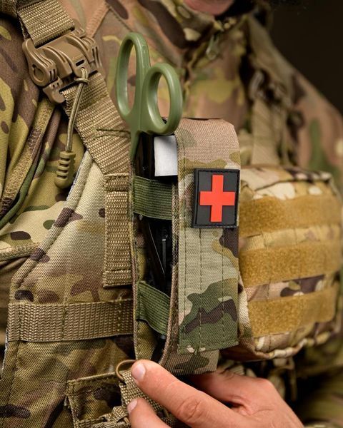 Медичний набір 3 в 1 Турнікет-джгут, підсумок MOLLE, маленькі тактичні медичні ножиці EMT мультикам ВТ5407 97026 фото