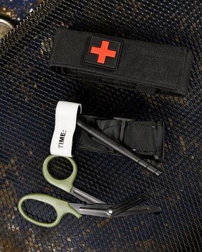 Медицинский набор 3 в 1 Турникет-жгут, подсумок MOLLE, маленькие тактические медицинские ножницы EMT черный ВТ5408 97027 фото