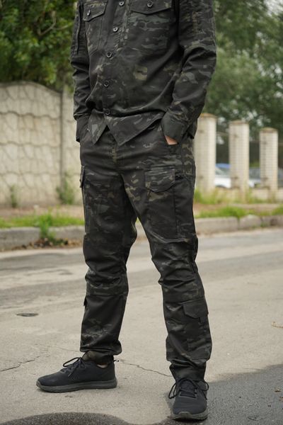 Тактичні штани UA Twill Black Multicam з посиленими колінами та 8 кишенями (3XL) 2235-3XL фото