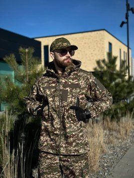 Військова куртка Проклеєна Хижак утеплена на флісі , Soft Shell Military 05002 фото