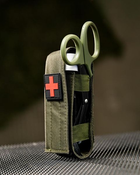 Медичний набір 3 в 1 Турнікет-джгут, підсумок MOLLE, маленькі тактичні медичні ножиці EMT олива ВТ5411 97030 фото