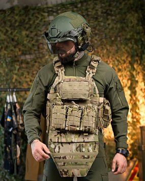 Плитоноска 4 швидких скидання з наплечником Cordura мультикам ПП7890 93065 фото