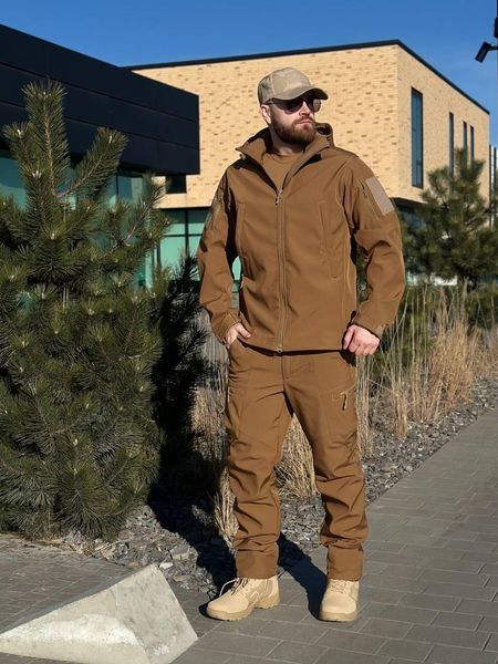 Військова куртка Проклеєна Койот утеплена на флісі , Soft Shell Military 02603-XXL фото
