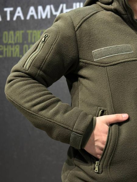 Тепла Флісова кофта- куртка Олива 3D сітка 380 Фліс БАТАЛИ 00522-64 фото