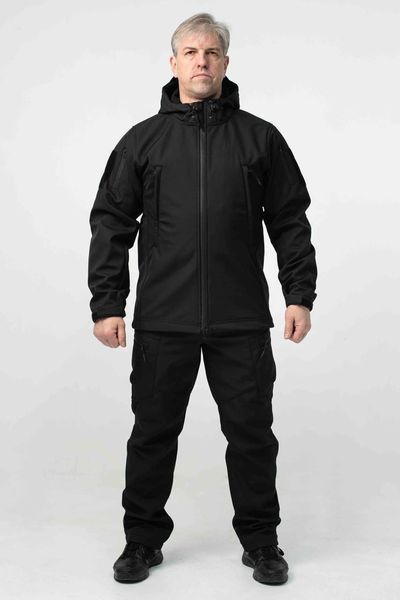 Військова куртка Проклеєна Чорна утеплена на флісі , Soft Shell Military Black 02602-XXL фото