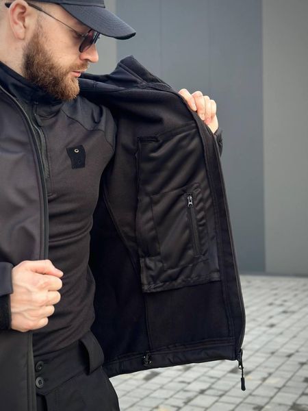 Військова куртка Проклеєна Чорна утеплена на флісі , Soft Shell Military Black 02602-XXL фото