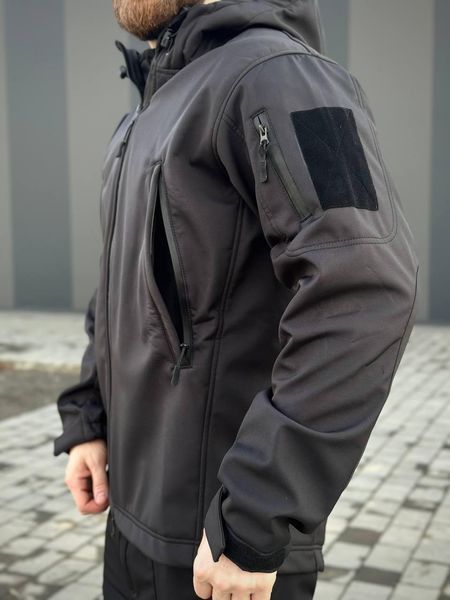 Військова куртка Проклеєна Чорна утеплена на флісі , Soft Shell Military Black 02602-XXL фото