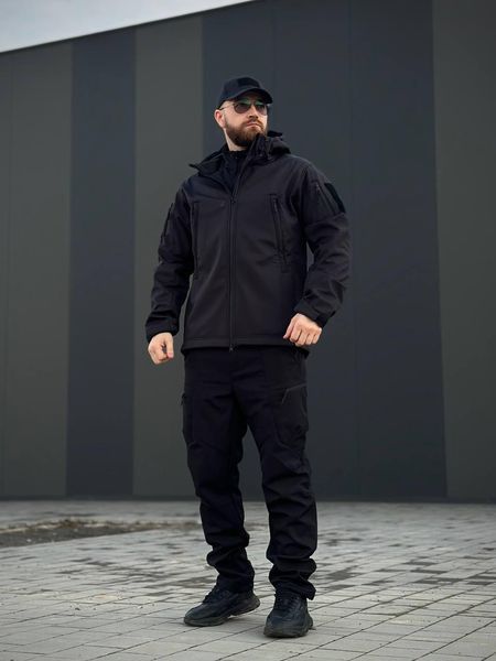 Військова куртка Проклеєна Чорна утеплена на флісі , Soft Shell Military Black 02602-XXL фото