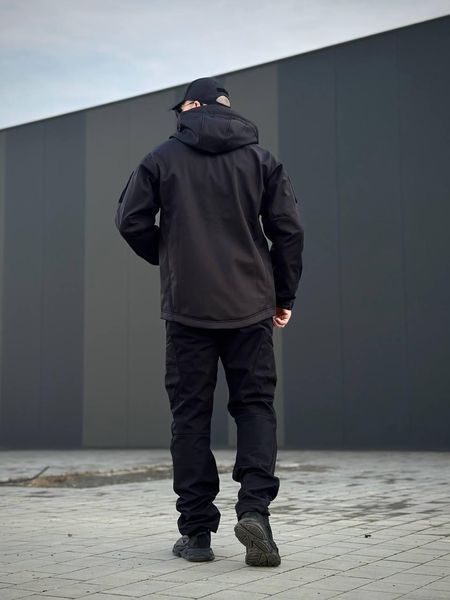 Військова куртка Проклеєна Чорна утеплена на флісі , Soft Shell Military Black 02602-XXL фото