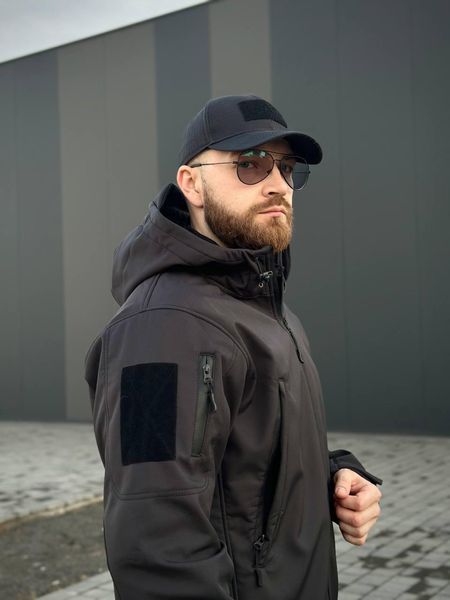 Військова куртка Проклеєна Чорна утеплена на флісі , Soft Shell Military Black 02602-XXL фото
