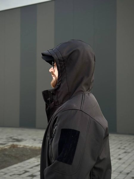 Військова куртка Проклеєна Чорна утеплена на флісі , Soft Shell Military Black 02602-XXL фото