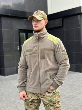 Флісова кофта світла олива з оливковими вставками 00604-56 фото