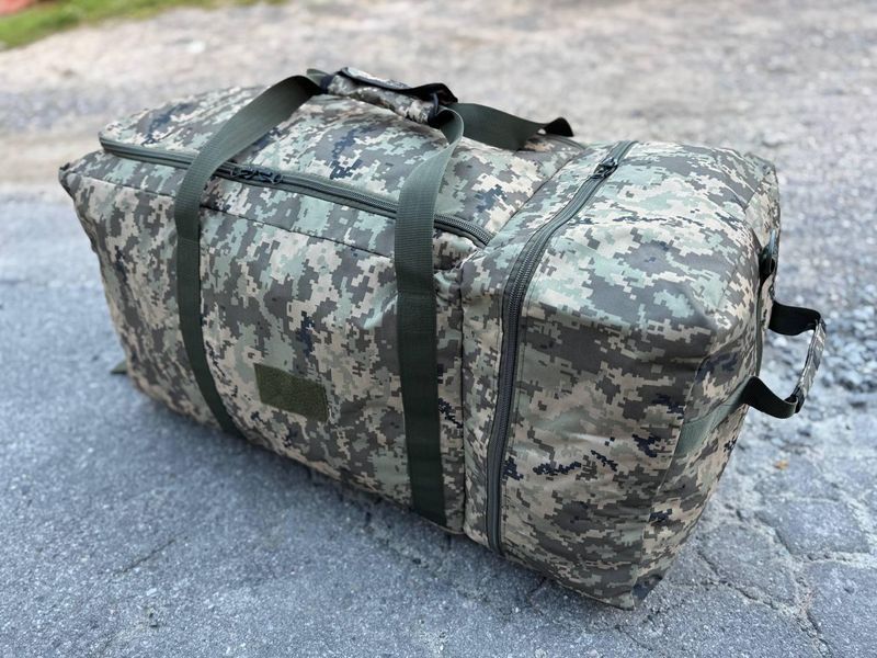 Сумка баул STRIKER тактична us 160 л непромокаюча покращена Піксель 04043 фото
