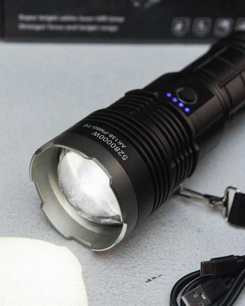 Ручной фонарь Police AK138 WHITE LASER LED PM60-TG с зарядкой USB, работающий от TB-304 4х18650 аккумуляторов НП4838. 88431 фото