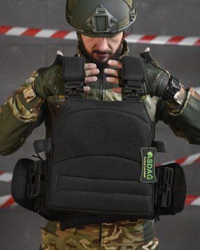 Тактична плитоноска з чотирма точками швидкого скидання Asdag black ВТ6796 85794 фото