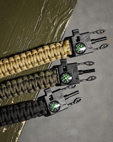 PARACORD БРАСЛІТ З ВІСКОРЕМ, КОМПАСОМ І СВИСТКОМ КАЙОТ 11965 фото