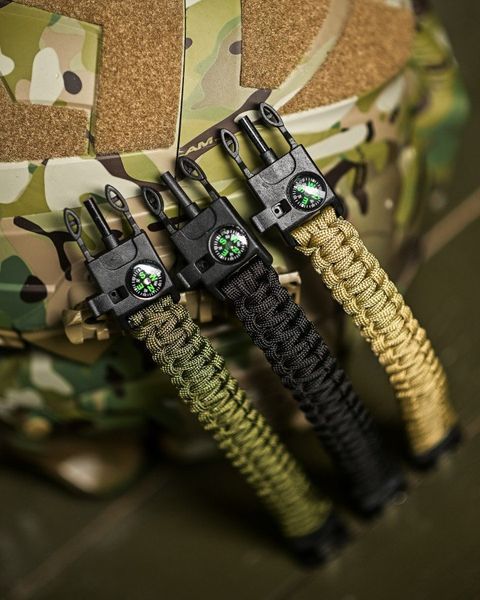 PARACORD БРАСЛІТ З ВІСКОРЕМ, КОМПАСОМ І СВИСТКОМ КАЙОТ 11965 фото