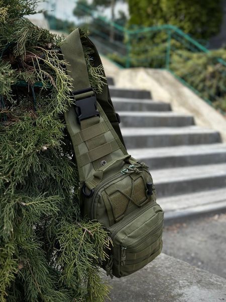 Сумка тактична на моллі через плече Олива підсумок тактичний з ременем через плече 00105 фото