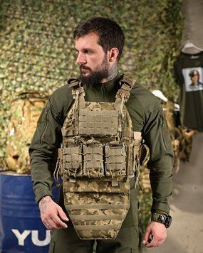 Плитоноска 4 швидких скидання з наплічником Cordura піксель ПП4632 93112 фото