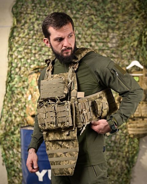 Плитоноска 4 швидких скидання з наплічником Cordura піксель ПП4632 93112 фото