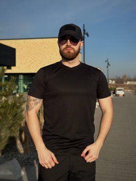 Футболка чорна Х/Б Military Бавовна Black 02804-44 фото