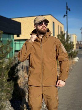 Военная куртка Проклеенная Койот утепленная на флисе, Soft Shell Military БАТАЛЫ 05015 фото