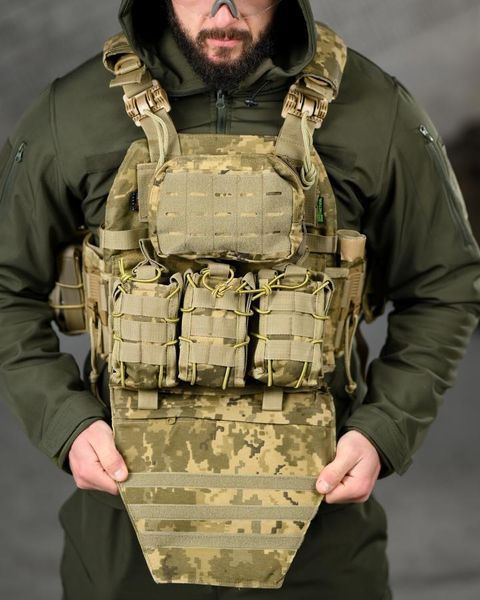 Плитоносій 4 швидких скидання з нашивкою 7.62 піксель ТР6430 94629 фото