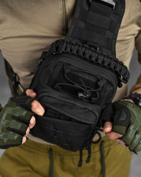 тактическая сумка нагрудная paracord black МС8539 15701 фото