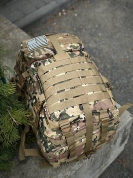 Тактичний рюкзак військовий мультикам з прапором Сша Multicam Usa штурмовий армійський рюкзак 45Л 00653 фото