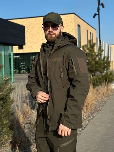 Військова куртка на флісі Soft Shell Military олива 02605 фото