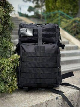 Тактичний рюкзак військовий чорний з прапором Сша Black Usa штурмовий армійський рюкзак 45 л 02283 фото