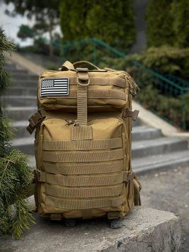 Тактичний рюкзак військовий койот з прапором Сша Usa штурмовий армійський рюкзак 45 Л 02282 фото