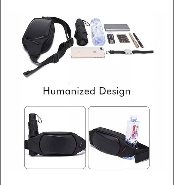 Оригінальна сумка&nbsp;слінг з однією лямкою Bange 7266 Чорна (BGS7266 Black) із захисним каркасом 04614 фото